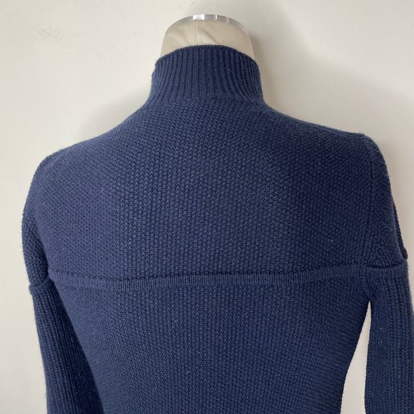 Greg Pier Mens Navy Blue Cashmere V-Neck High Neck Pullover Sweater Italy - Picture 3 of 15